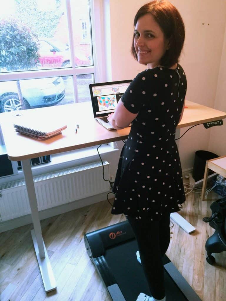 Kath Kyle working on her treadmill desk