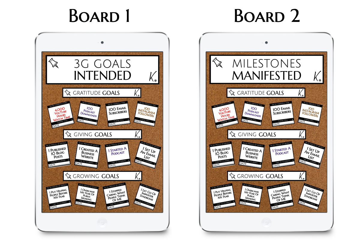 Manifestation Milestones Board 1 and board 2